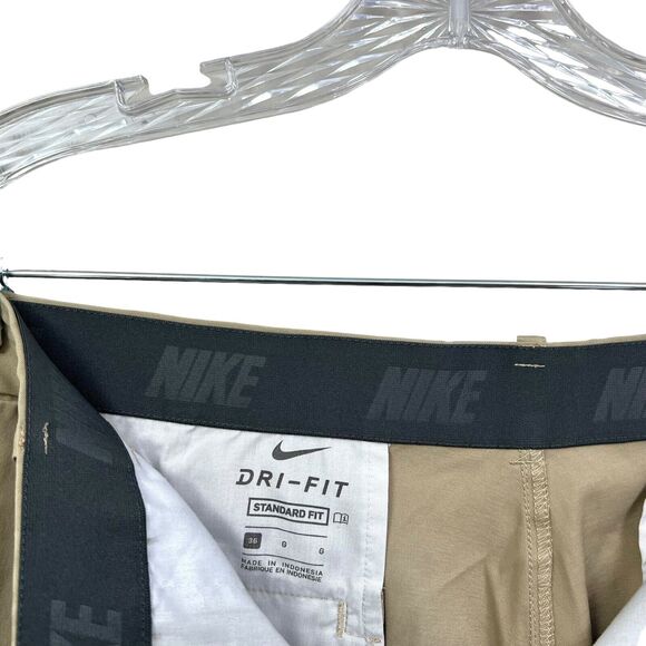 Nike Mens Dri-Fit Golf Shorts Stretch Elastic Waist Slash Pockets Zip Fly Tan 36 - Picture 4 of 7